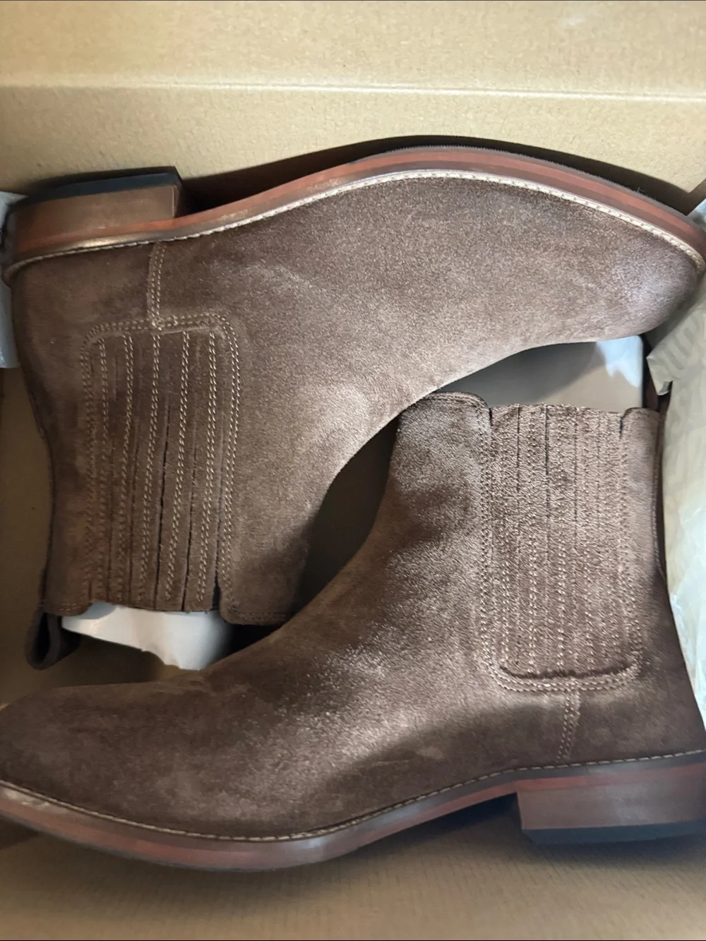 Brown Suede Chelsea Ankle Boots